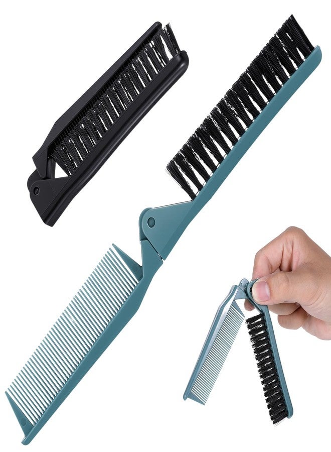 Xyembu 2 PCS Double Teeth Folding Comb, Double Headed Anti-static Comb, Portable Foldable Pocket Bristle Hairstyle Brush, Travel Foldable Hair Combs Brushes for All Hair Type Hairdressing - Image 1